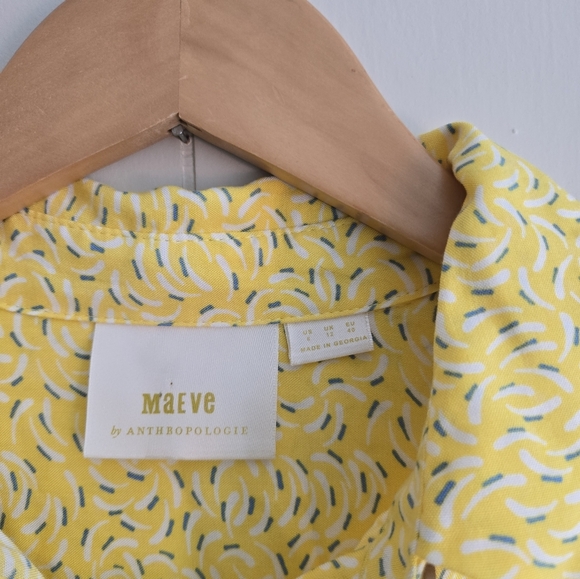 Maeve By Anthropologie Yellow Button-Down Shirt- Size 8 - Picture 3 of 7